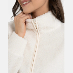 BLUZA DAMSKA SHERPA, baranek, stójka, zamek, kieszenie, kieszenie MORAJ KREMOWA